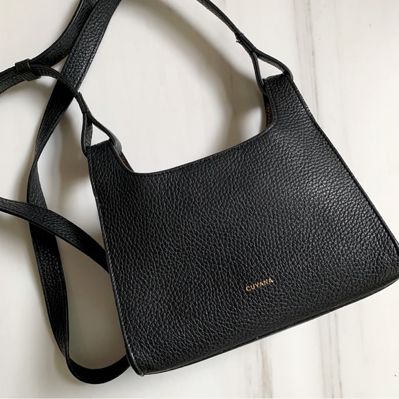 Cuyana Bags Cuyana Mini Black Leather Double Loop Crossbody Bag